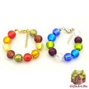 S532/maz Браслет арлекино муранское стекло (холодный и теплый тон)
