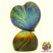 Скульптура на подставке Сердце  28 см с кальцедоном муранское стекло