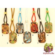 VB07 Подвеска прямоугольная 3х2см на шелковом шнурке 7 цветов муранское стекло