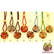 VB07 Подвеска круглая диам.2,5 см. на шелковом шнурке 7 цветов муранское стекло