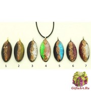 VB08 Подвеска 5х2см. на шелковом шнурке 7 цветов муранское стекло