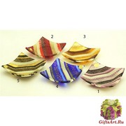 ISV33 Блюдце декоративное 14х14см &quot;Греческий орнамент&quot; 5 цветов муранское стекло