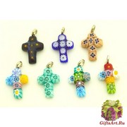 арт.TO-IV/5 Подвеска Крестик из мурринок различные цвета