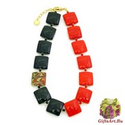 Vac/С9248 Колье двухцветное Красное и черное 45+5 см муранское стекло