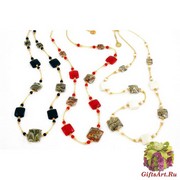 Vac/С9245 Колье Эстер длинное 80см 3 цвета муранское стекло