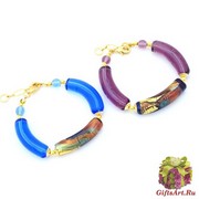 2012-67/maz Браслет с бусинами-тубами 2 цвета муранское стекло