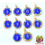 Mur БМ Подвеска Инициал диам. 1,9см цвет золотой муранское стекло