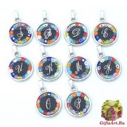 Mur БМ Подвеска Инициал диам. 1,9см цвет серебристый муранское стекло