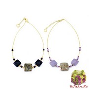 Vac/С9246 Колье Эстер лёгкое (3) 42+5 см муранское стекло