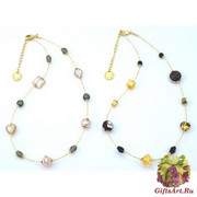 Vac/С9031/45 Колье Нежность 45см цвет розово-серый и черно-золотой муранское стекло