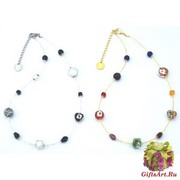 Vac/С9031/45 Колье Нежность 45см цвет мульти и черебристо-черный муранское стекло