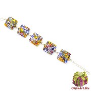 Арт.119 Браслет с 5 элементами 2х2 из муранского стекла