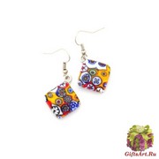 Арт.119 Серьги 1,5х1,5 на швензе/дужке из муранского стекла