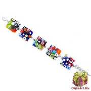 Арт.110 Браслет с 5 элементами 2х2 из муранского стекла