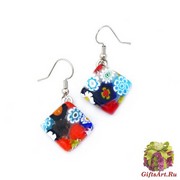 Арт.110 Серьги 1,5х1,5 на швензе/дужке из муранского стекла