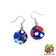 Арт.110 Серьги круглые д.1,5см. на швензе/дужке из муранского стекла