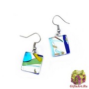 Арт.21 Серьги 1,5х1,5 на швензе/дужке из муранского стекла