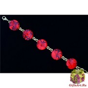 Арт.01 красный - браслет с 5 круглыми элементами диам.1,8см муранское стекло