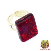 Арт.01 красный - кольцо 1,5x2 муранское стекло