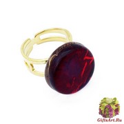 Арт.01 красный - кольцо круглое диам.1,8см муранское стекло