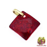 Арт.01 красный - подвеска 3x3 см муранское стекло