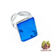 Арт.02 бирюзовый - кольцо 1,5x2 муранское стекло