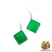 Арт. 02 зеленый - серьги 1,5x1,5см на швензе/дужке муранское стекло