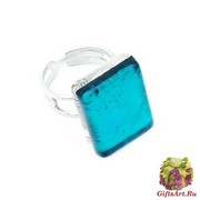 Арт. 02 морская волна - кольцо 1,5x2 муранское стекло