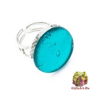 Арт. 02 морская волна - кольцо круглое диам.1,8см муранское стекло