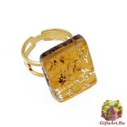 Арт.01 золотой - кольцо 1,5x2 муранское стекло