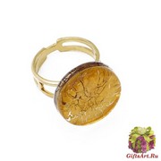 Арт.01 золотой - кольцо круглое диам.1,8см муранское стекло