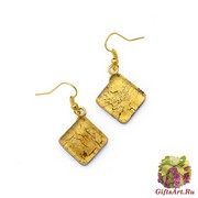 Арт.01 золотой - серьги 1,5x1,5 на швензе/дужке муранское стекло