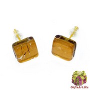 Арт.01 золотой - серьги-гвоздики 1x1см