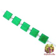 Арт.02 зеленый - браслет с 5 элементами 2х2см  муранское стекло