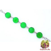 Арт.02 зеленый - браслет с 5 круглыми элементами 1,8см  муранское стекло