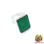 Арт.02 зеленый - кольцо 1,5х2см  муранское стекло