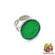 Арт.02 зеленый - кольцо круглое 1,8см  муранское стекло