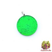 Арт. 02 зеленый - подвеска круглая 3,2 см муранское стекло