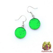 Арт. 02 зеленый - серьги круглые 1,5см на швензе/дужке муранское стекло