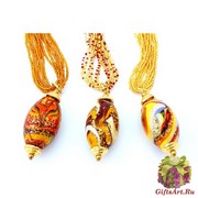 2014-93(1) Колье Солярис на бисере 50см. муранское стекло