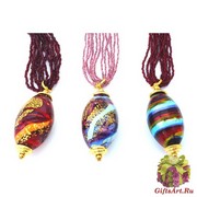 2014-93(2) Колье Солярис на бисере 50см. муранское стекло