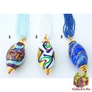 2014-93(3) Колье Солярис на бисере 50см. муранское стекло