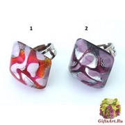 ZN11A Кольцо Джемма квадрат 2,5х2,5см 2 цвета муранское стекло