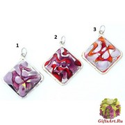 ZN11P Подвеска Джемма квадрат 3,5х3,5см 3 цвета муранское стекло