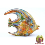 MD03 Статуэтка Рыба H9 L12cm с мурринами и золотом муранское стекло