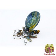 GRos05 Статуэтка Осьминог с кальцедоном 6-8 см муранское стекло