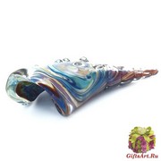 GRos05 Статуэтка Ракушка с кальцедоном 12-13 см муранское стекло