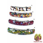 арт.220-229,240 Заколка большая 9 см с золотом муранское стекло