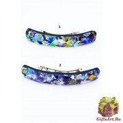 арт.231-239 Заколка средняя 8 см с серебром муранское стекло