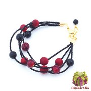 RMS18(2) Браслет с мелкими бусинами линии Сен Тропе цвет красно-черный